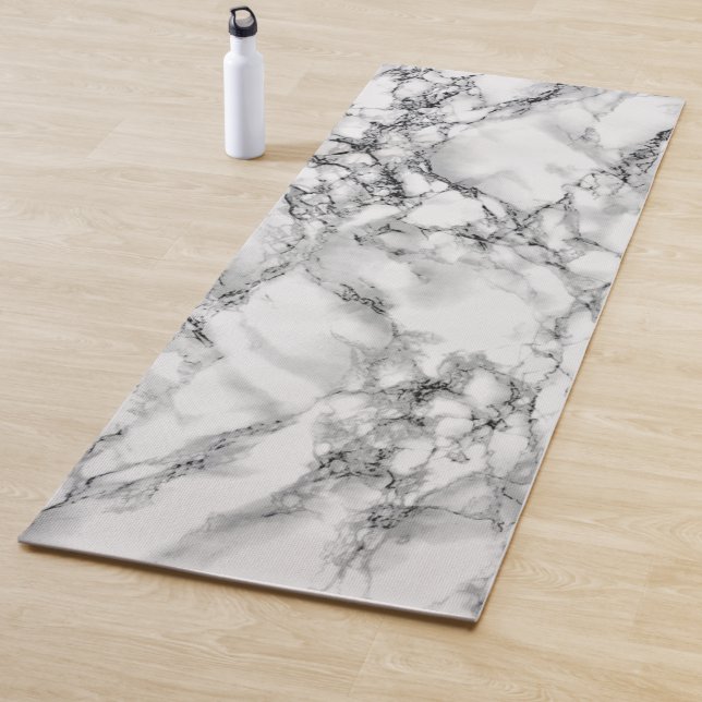 Tapis De Yoga Pierre Marbre blanc branchée (En situation)
