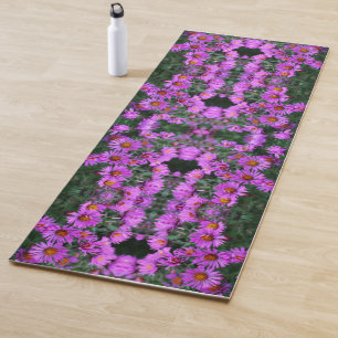 Tapis De Yoga Pink Autumn Aster Flowers Abstrait