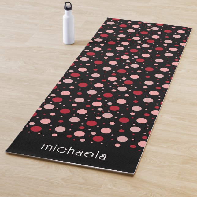 Tapis De Yoga Pink Black Dot Circle Geometric Pattern Retro  (En situation)