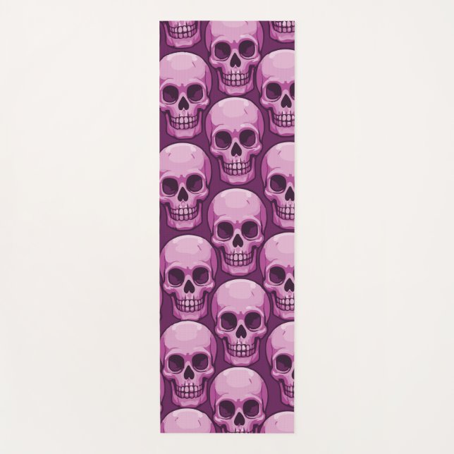 Tapis De Yoga Pink Skull Pattern – Bold Repeating Design (Devant)