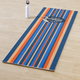 Tapis De Yoga Pipeline Surfboard Hawaiian Stried Royal Blue