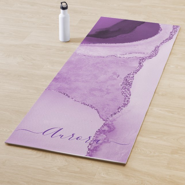 Tapis De Yoga PixDezines Aquarelle Agate, violet (En situation)