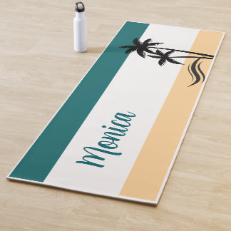 Tapis De Yoga Plage aux palmiers tropicaux minimaliste