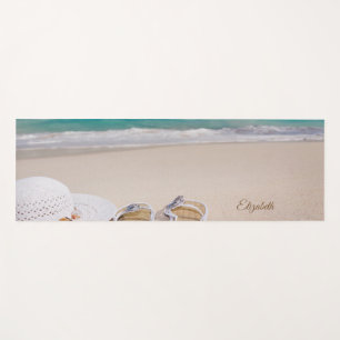 Tapis De Yoga Plage tropicale, Sable, Tongs, Chapeau - Personnal
