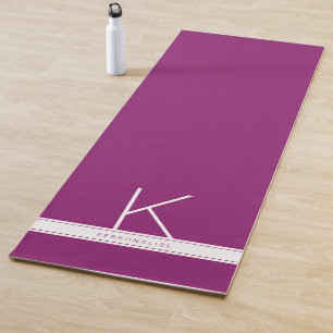 Tapis De Yoga Plum pourpre Rouge moderne Simple Monogramme Nom