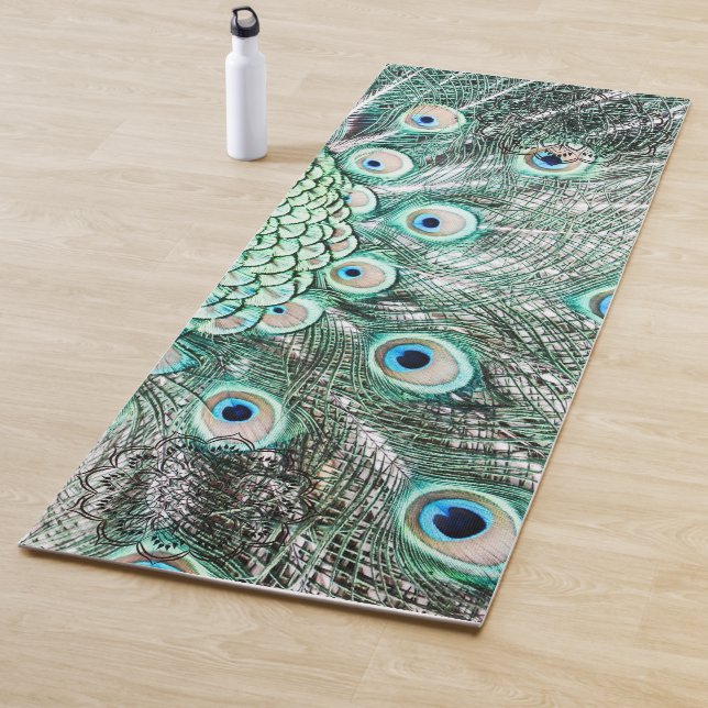 Tapis De Yoga Plumes de paon chatantes (En situation)