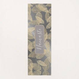 Tapis De Yoga Plumes d'or sur argent lisse Personnalisé
