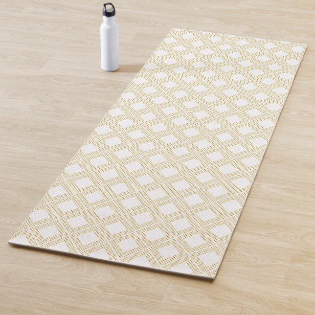 Tapis De Yoga Points D'Or Sur Blanc (En situation)