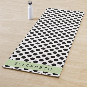 Tapis De Yoga Pois noirs et blancs, pointillés, Votre nom