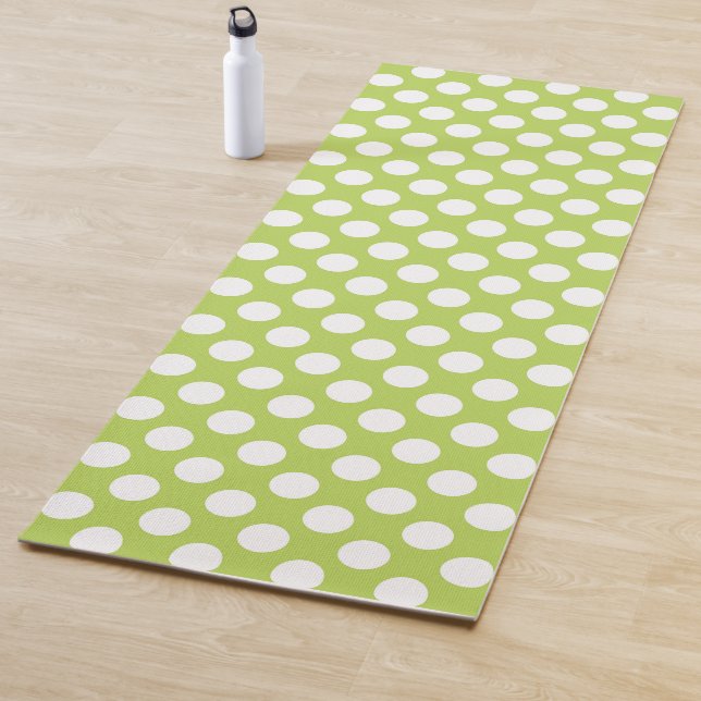 Tapis De Yoga Pois verts, Motif à points Polka, points, pointill (En situation)