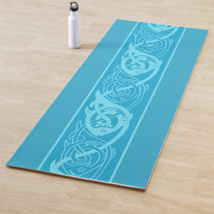 Tapis De Yoga Poisson à nouer celtique en bleu