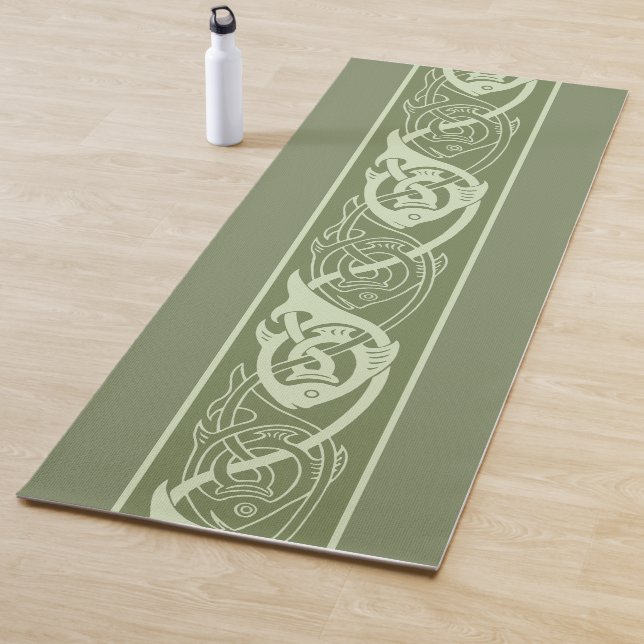 Tapis De Yoga Poisson à nouer celtique en vert (En situation)