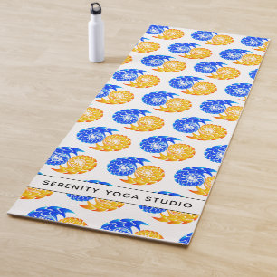 Tapis De Yoga Poisson Yin Yang Or Bleu Abstrait Équilibre