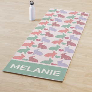 Tapis De Yoga Polka Dot Bunnies Motif sur rose Personnalisé
