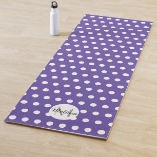 Tapis De Yoga Polka violet blanc point motif Monogramme