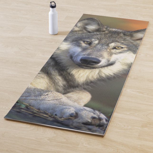 Tapis De Yoga Portrait de loup étonnant (En situation)