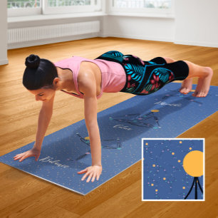 Tapis De Yoga Poses et phrases de Yoga Cosmique Bleu Yoga Mat