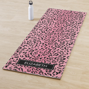 Tapis De Yoga Poster de animal, Léopard tacheté Monogramme Nom m