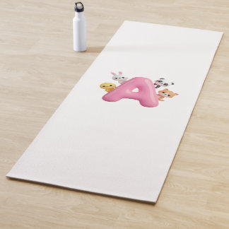 Tapis de yoga pour enfants Lettre A Ballon Rose An