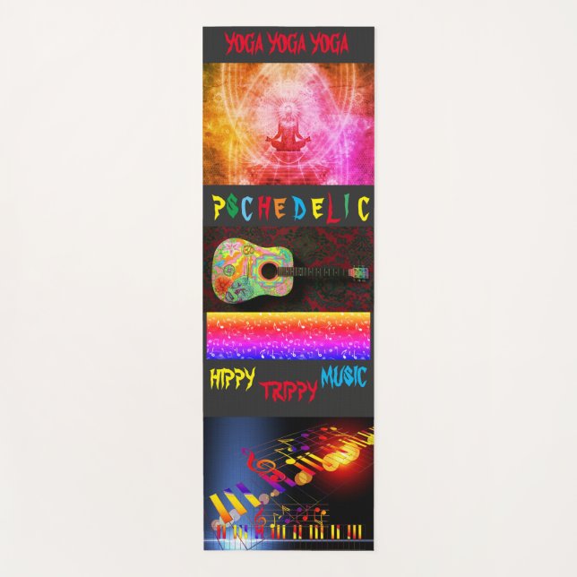 Tapis De Yoga Psychedélique Hippy Trippy Guitare (Devant)