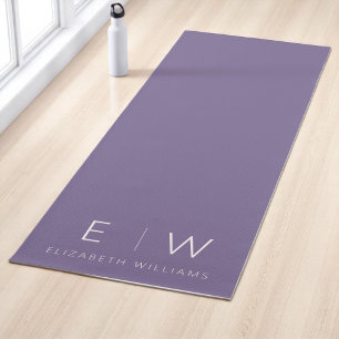 Tapis De Yoga Purple Elegant Moderne Minimaliste Nom Monogramme