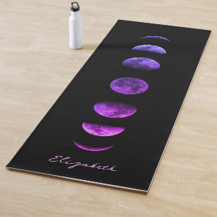 Tapis De Yoga Purple Lune Lunaire Phases Céleste Personnalisé