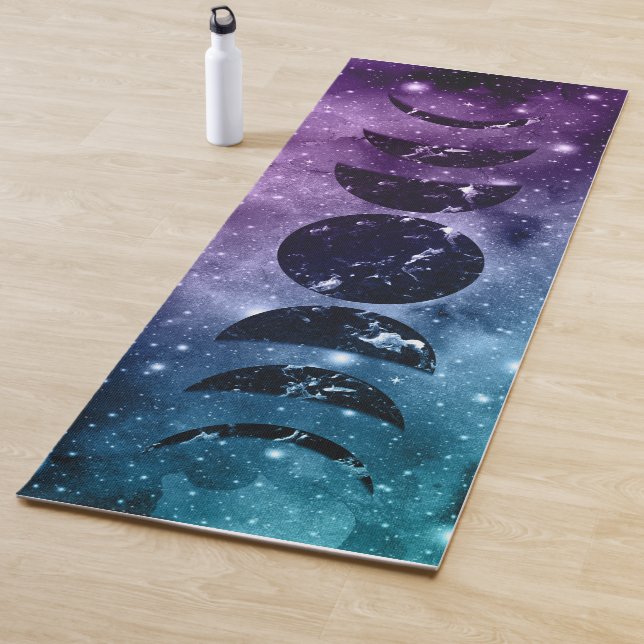 Tapis De Yoga Purple Turquoise Galaxy Nebula Dream Moon Phases # (En situation)
