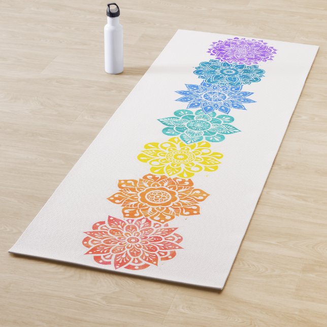 Tapis De Yoga Rainbow Seven Chakras Mandala (En situation)