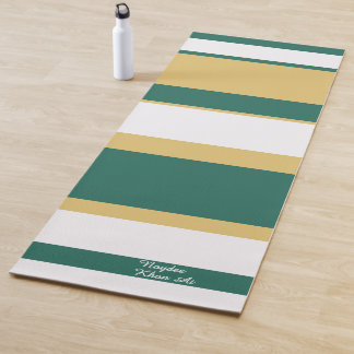Tapis De Yoga Rayures asymétriques Lignes Vert Or Blanc
