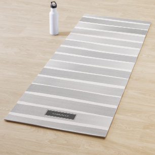 Tapis De Yoga Rayures d'aquarelle gris joliment personnalisées