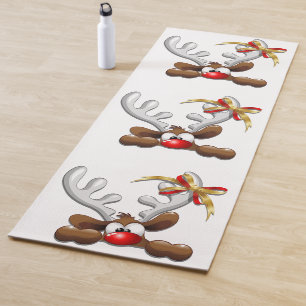Tapis De Yoga Reindeer Puzzled drôle Caractère de Noël