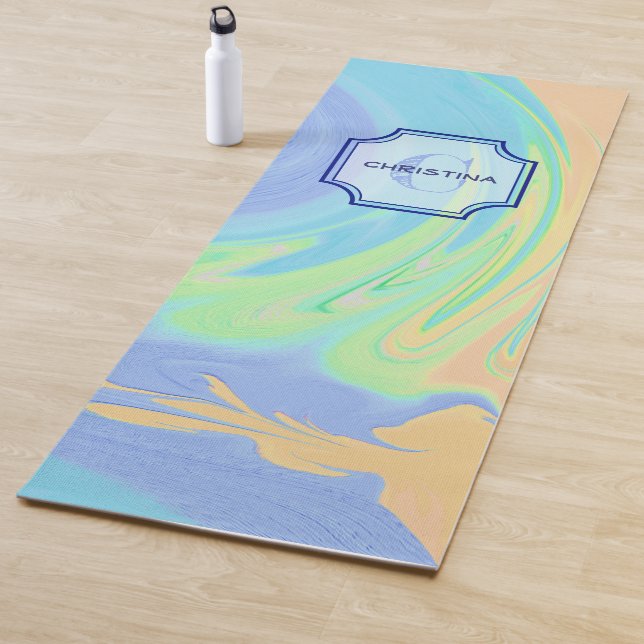 Tapis De Yoga Remous de peinture de monogramme et de nom | de (En situation)