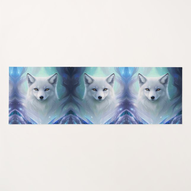 Tapis De Yoga Renard blanc Extraordinaire sur Icy Land (Devant (Horizontal))