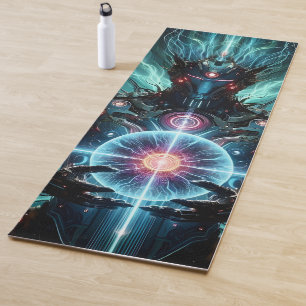Tapis De Yoga Robot Futuriste Noyau Cosmique Cyberpunk
