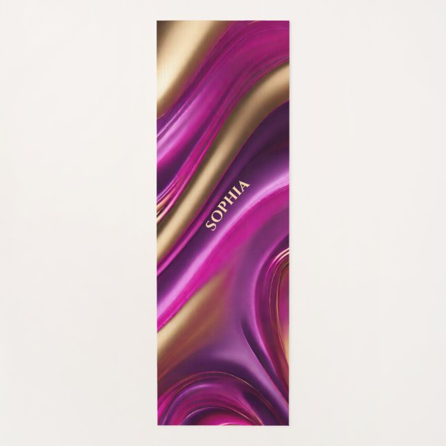 Tapis De Yoga Rose Abstrait-violet moderne et or- (Devant)