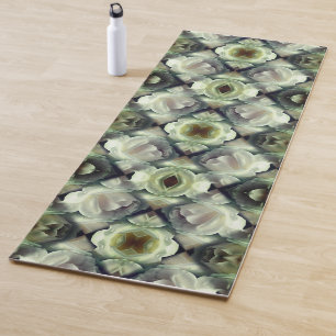 Tapis De Yoga Rose blanche Art Abstrait floral