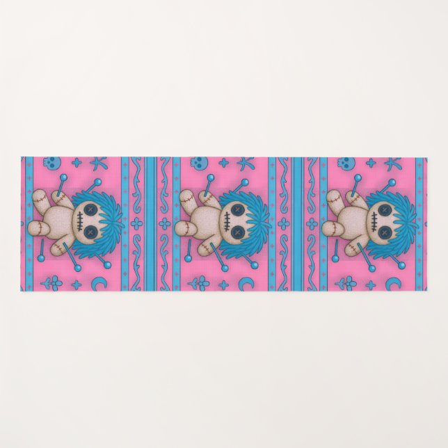 Tapis De Yoga Rose + bleu turquoise Poupée vaudou (Devant (Horizontal))