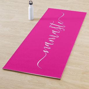 Tapis De Yoga Rose Chaud et Blanc Élégant Script Namaste