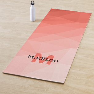 Tapis De Yoga Rose corail ombre Motif de maille géométrique Mono