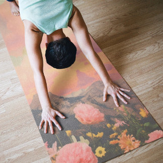 Tapis De Yoga Rose du désert Canyon Aquarelle