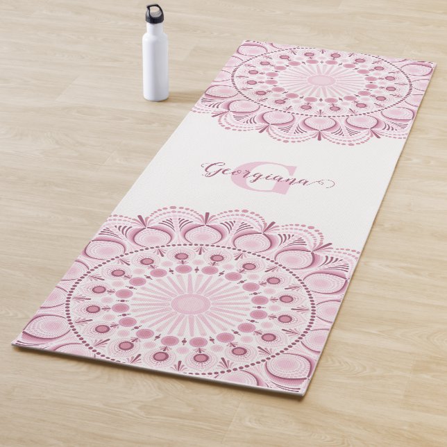Tapis De Yoga Rose Dusky Personnalisé Confetti Lace Dot Mandala (En situation)