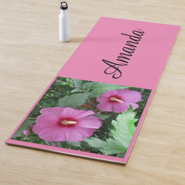 Tapis De Yoga Rose rose de Sharon Nom personnalisé (En situation)