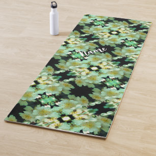 Tapis De Yoga Roses blancs retors personnalisés