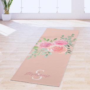 Tapis De Yoga Roses roses blush personnalisées