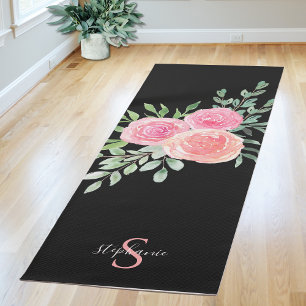 Tapis De Yoga Roses roses roses noires personnalisées