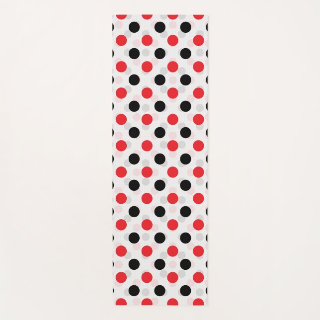 Tapis De Yoga Rouge noir Pois Textile Motif Design (Devant)