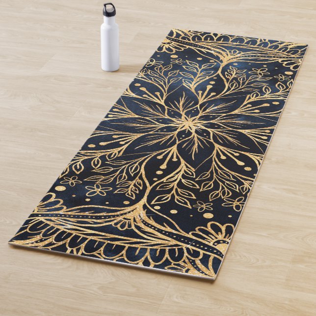 Tapis De Yoga Rouge Poinsettia Fleur Mandala (En situation)