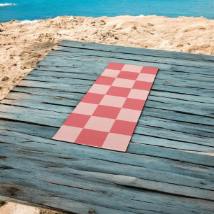 Tapis De Yoga Rouge rose À damiers En vichy Motif