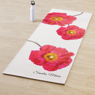 Tapis De Yoga Rouge rose moderne Poppies Fleur de Pavot
