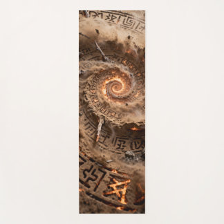 Tapis De Yoga Runes brunes foncées tourbillonnées et entrelacées